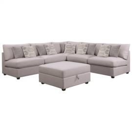 Grey Fabric Modular Sectional with Storage Ottoman 551221 by Coaster